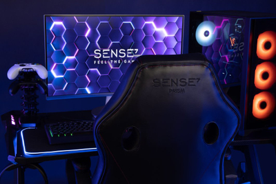 Karrige gaming SENSE7 Prism, lëkurë ekologjike, me kabllo USB, e zezë