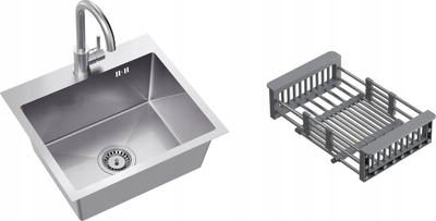 Lavaman kuzhine Quadron Luke 100, çelik inox, legen i vetëm, rubinet krom