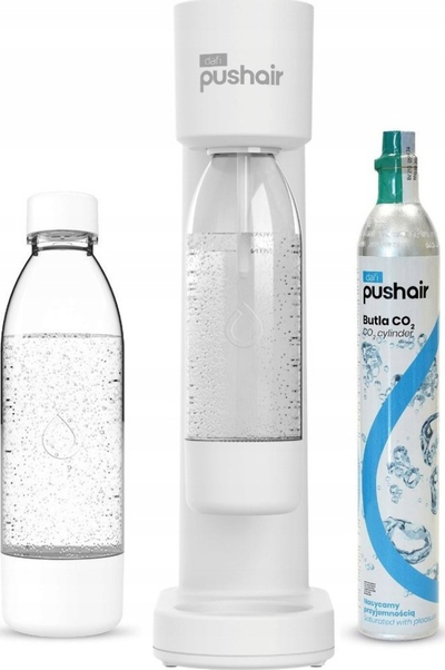 Aparat uji me gaz Dafi PushAir, vjen komplet me bombul CO2, 2 shishe 0.7L, i bardhë