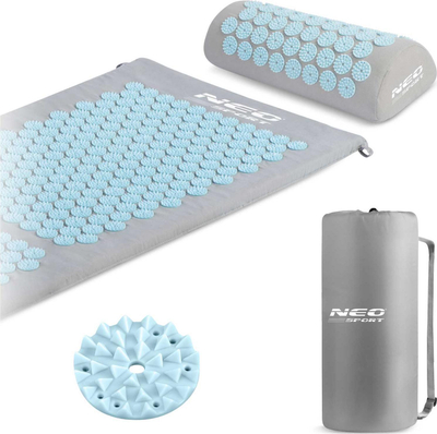 Set tapeti akupresure Neo Sport, 127cm, me jastëk dhe çantë, gri