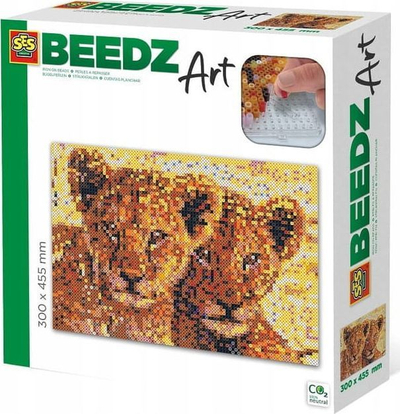 Set rruazash hekurosjeje SES Beedz Art Lions, tablo 30x40cm, pa PVC, shumëngjyrësh