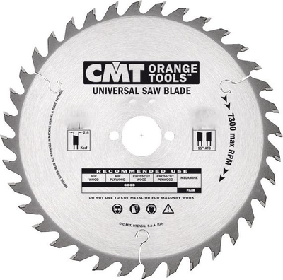 Teh sharrë rrethore CMT 285.040.10M, 250mm, 40 dhëmbë ATB, metalik