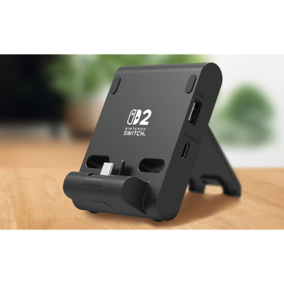 Qëndrim tavoline Hori Dual USB PlayStand, për Nintendo Switch 2, me 2 porta USB, i zi