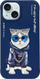 Këllëf telefoni Audi Nimmy Case për iPhone 15 6.1", me figurë Glasses Cool Cat, blu