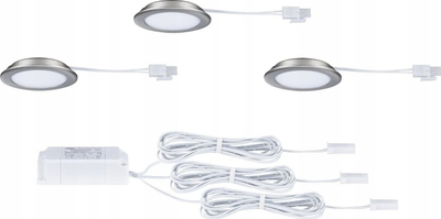 Set spote të futura për mobilje Paulmann 931.16, 3x2.5W LED, 3000K, argjendtë