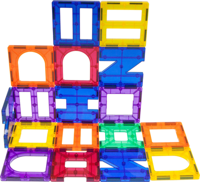 Lodër magnetike PicassoTiles PT42, set ndërtimi 3D, 42 copa, me ngjyra