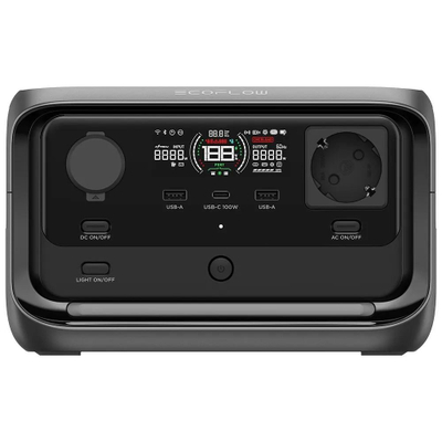 Stacion portativ energjie EcoFlow RIVER 3+ EU, 286Wh, shumë porta dalje, i zi