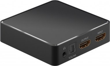 Ekstraktor audio HDMI Goobay 58469, 4K 30Hz, Toslink dhe 3.5mm, i zi