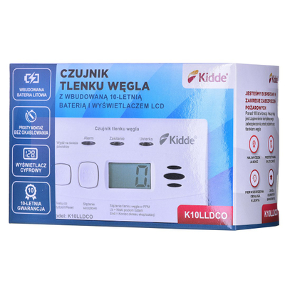 Detektor monoksidi karboni Kidde K10LLDCO, ekran LCD, bateri 10 vjeçare, i bardhë