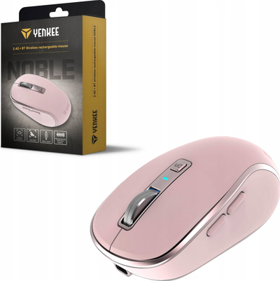 Безжичен глушец Yenkee NOBLE YMS 2085PK, 2400 DPI, со полнење, розов