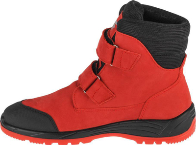 Çizme trekking për çuna 4F Trek Jr HJZ21-JOBMW250, nubuk, mbyllje me veçro, të kuqe me të zezë