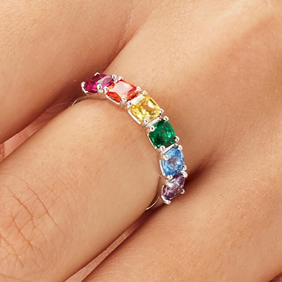 Unazë për femra Brosway Fancy Joyful Rainbow Silver FJR07, shumëngjyrëshe
