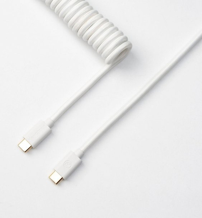 Kabllo USB Keychron Coiled Aviator, USB C në USB C, USB 3.2 Gen 1, e bardhë