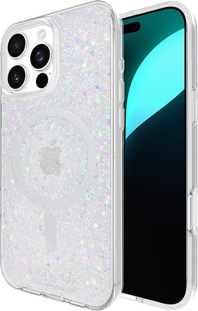 Maskë telefoni Kate Spade New York Chunky Glitter MagSafe, për iPhone 16 Pro Max, transparente me shkëlqim