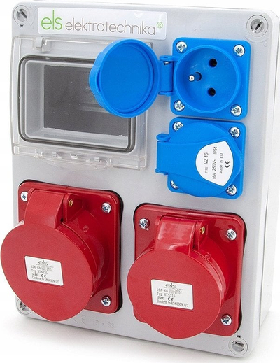 Блок распределувач за градба Mikołajki 4NO211, 16A 5P, 32A 5P, IP44, за ѕид