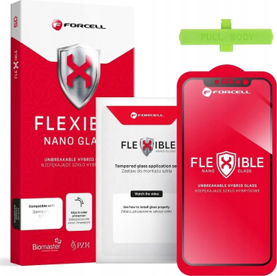 Xham mbrojtës Forcell Flexible 5D Hybrid për iPhone X/Xs, 0.3mm, i zi