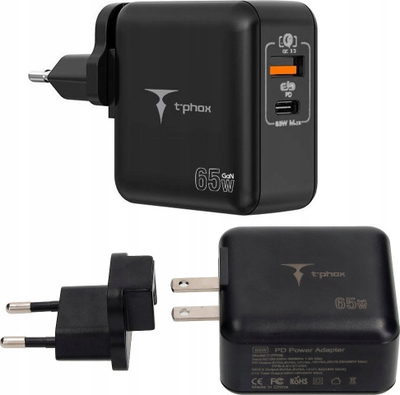 Karikues murale T-Phox MEGA T-PP09 GaN, 65W, USB dhe USB C, i zi
