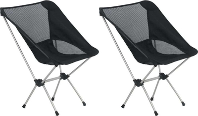 Set karrigesh kampingu VidaXL, palosëse alumini, 54x50x65 cm, të zeza