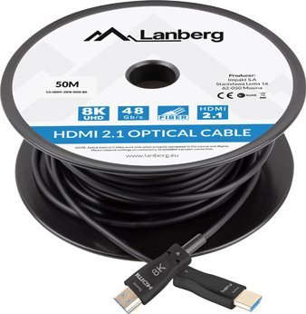 Kabllo HDMI Lanberg CA-HDMI-30FB-0500-BK, aktiv optik, 50m, e zezë