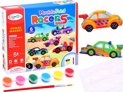 Set kreativ Color Day Mould and Paint Racers, 6 forma, magnetë për frigorifer, shumëngjyrësh