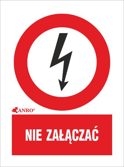 Shenjë paralajmëruese ANRO Do not switch on, vetëngjitëse, 52 x 74mm, shumëngjyrëshe