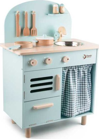 Дрвена кујна играчка Classic World Retro Blue, 20 делови, сина
