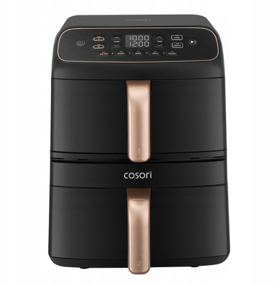 Fryer ajri Cosori Turbo Tower Compact CAF-DC861-CEUR, 8.6 L, me 2 sirtarë, i zi