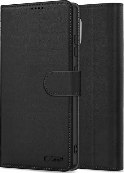 Futera me kapak tip portofol për Xiaomi Redmi Note 14 4G, lëkurë eko, mbyllje me magnet, e zezë