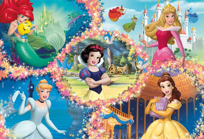 Puzzle dyshemeje Lisciani Maxifloor Disney Princess, 2x60 copë, për ngjyrosje