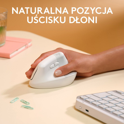 Maus Logitech Lift, wireless, Bluetooth, USB, i bardhë