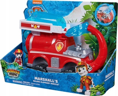Lodër makinë Paw Patrol Jungle Pups Marshall Elephant Firetruck, me figurë, për kalamaj 3+, e kuqe