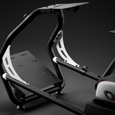Kokpit garash Diablo Chairs X-Drive, ulëse gaming ergonomike, konstrukt metalik për timon dhe pedale, bardh e zezë