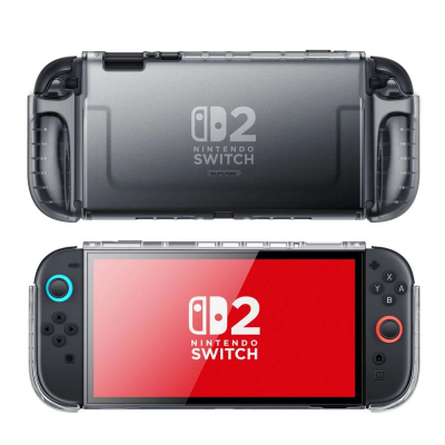 Futrollë konzole Supcase Crystal për Nintendo Switch 2, mbrojtëse e fortë, transparente e zezë