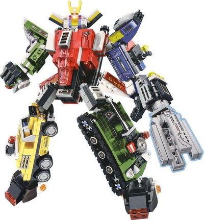 Lodër për ndërtim Ace Mecha Vehicles, 6 modele robotsash, set që transformohet, shumëngjyrësh