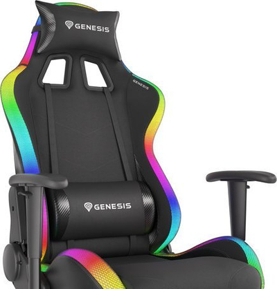 Karrige gaming Genesis Trit 500 RGB, ergonomike, me ndriçim RGB, e zezë e kuqe