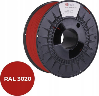 Filament 3D C-TECH Premium Line PETG, 1.75mm, 1kg, i kuq RAL3020