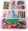 Set arti kreativ Pink Expandable Suitcase, valixhe plastike palosshme, aksesorë DIY për fëmijë, rozë