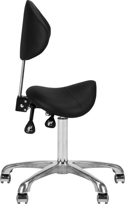 Козметички стол Giovanni Cosmetic Stool 1004, ергономско седло, со тркала, црн