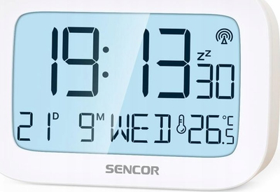 Orë alarmi dixhitale Sencor SRC 2200 me radio, e bardhë