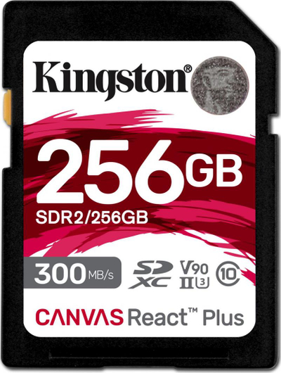 Kartë memorie Kingston Canvas React Plus, 256GB, UHS-II SDXC, e zezë