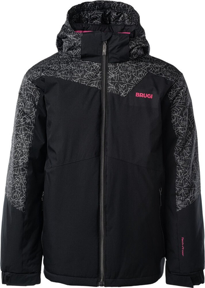 Jaka për goca Brugi Jacket 1AIA Jr, poliestër, me kapuç, e zezë