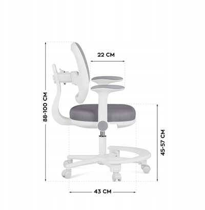 Karrige zyre për fëmijë MarkAdler Junior 3.6, ergonomike, me rregullim lartësie, gri