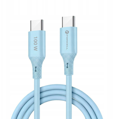 Kabllo USB Forcell F-ENERGY C347, Type C në Type C, 100W PD 5A, 1m, blu