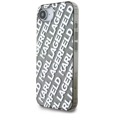 Футролa за телефон Karl Lagerfeld IML Repeat Logo, за iPhone 16E, проѕирна, сребрена