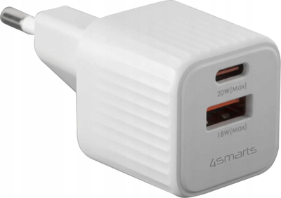 Karikues muri 4smarts 540122, 20W, USB C edhe USB A, i bardhë