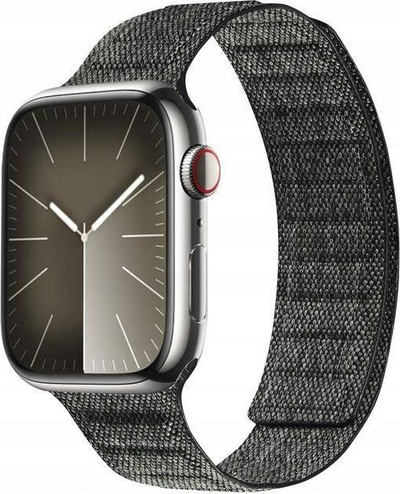Rrip ore Apple Crong Melange Magnetic, najlon, 42/44/45/49 mm, gri e errët