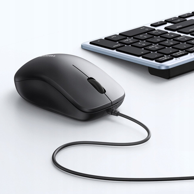 Mouse optik Ugreen MU007, me kabllo USB, 3 butona, i zi