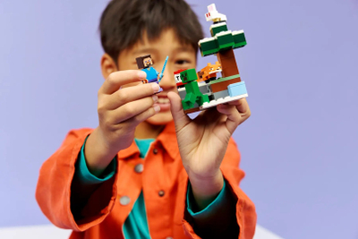 Lodër ndërtuese LEGO Minecraft, Steve’s Taiga Adventure 21583, shumëngjyrëshe