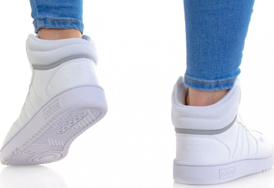 Atlete të larta për kalama Adidas Hoops Mid 3.0 K GW0401, shollë gome, të bardha