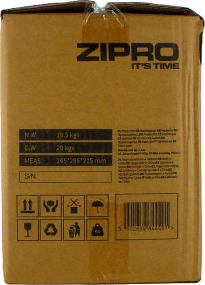 Kettlebell Zipro Square, 19kg, i zi